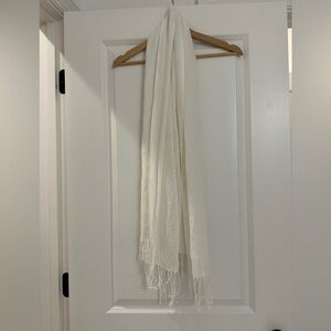 Elegant Cream Scarf with Fringe